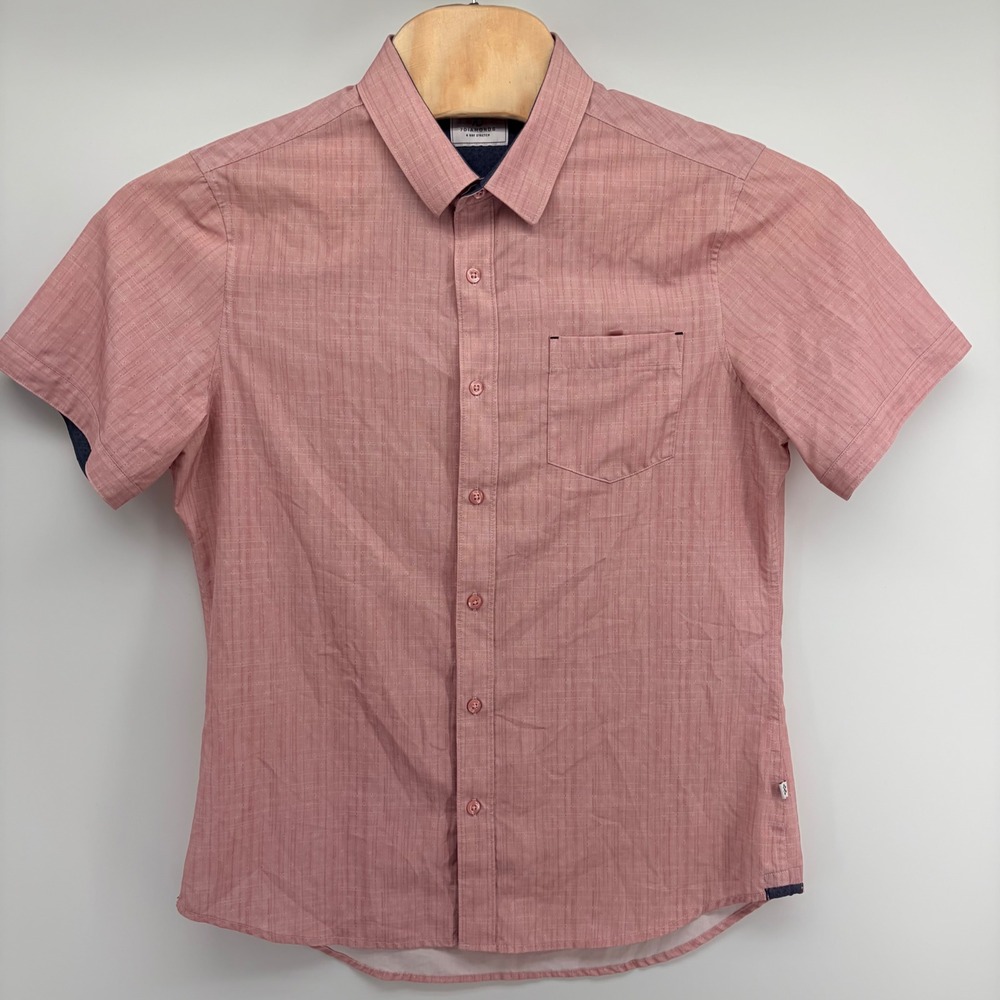 7 Diamonds Vista Shirt Mens Medium Pink 4-Way Stretch Short Sleeve Button Down